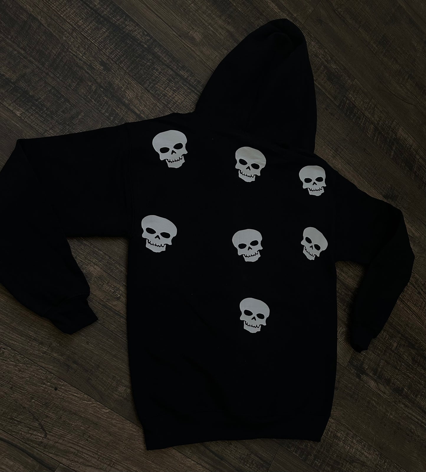 Black Skull Rhinestone Zip Up