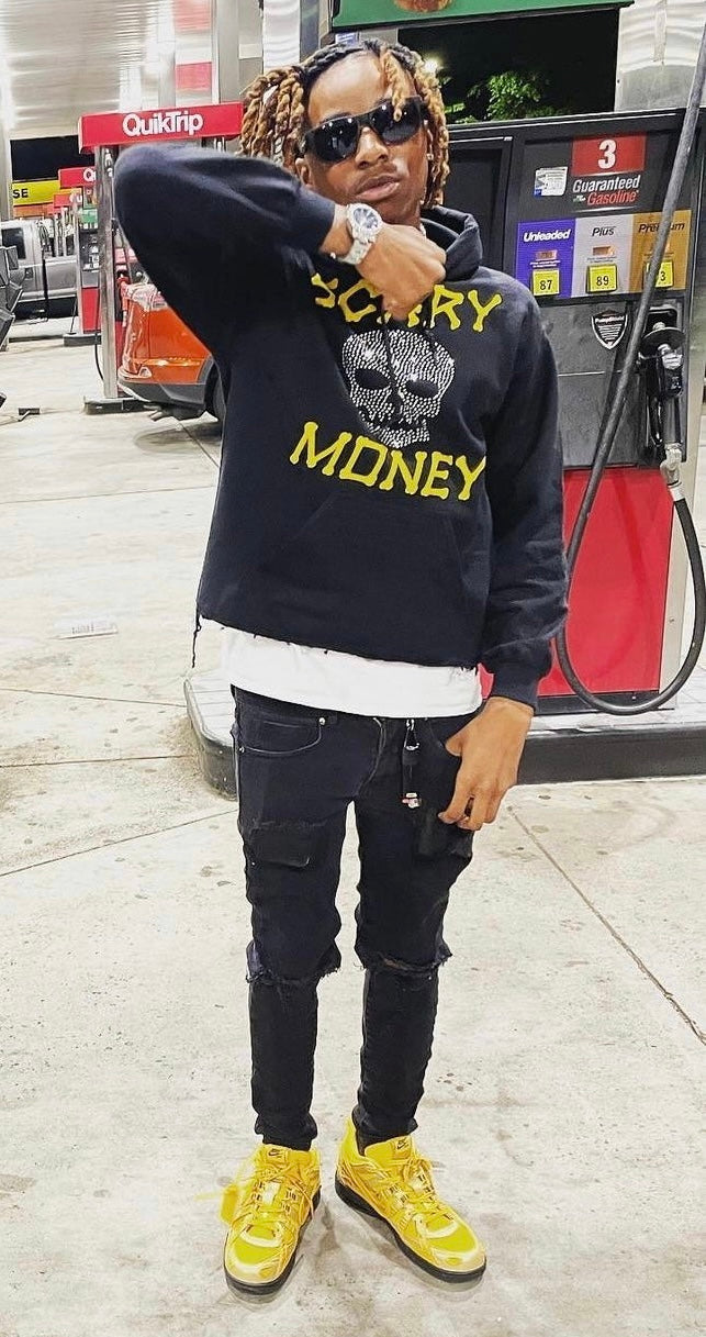 Black/Yellow Skull Rhinestone Hoodie