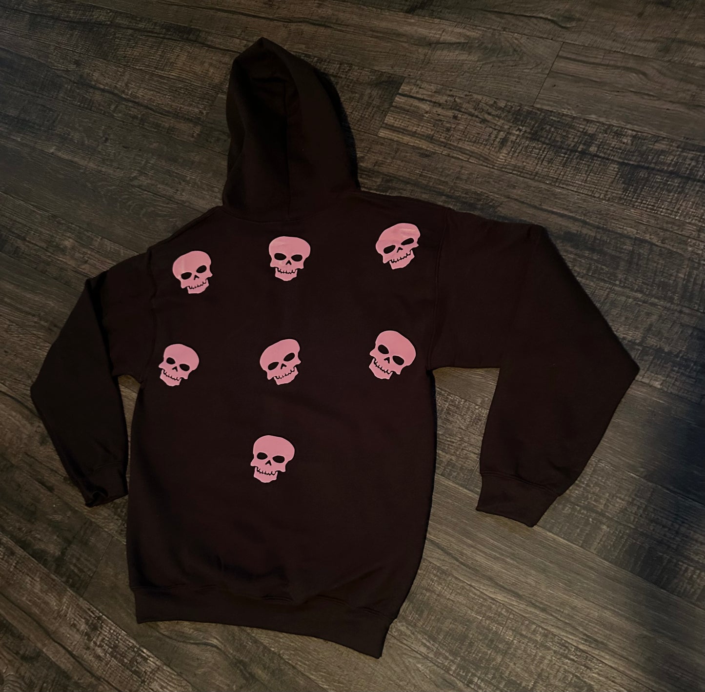 Brown/Pink Skull Rhinestone Zip Up