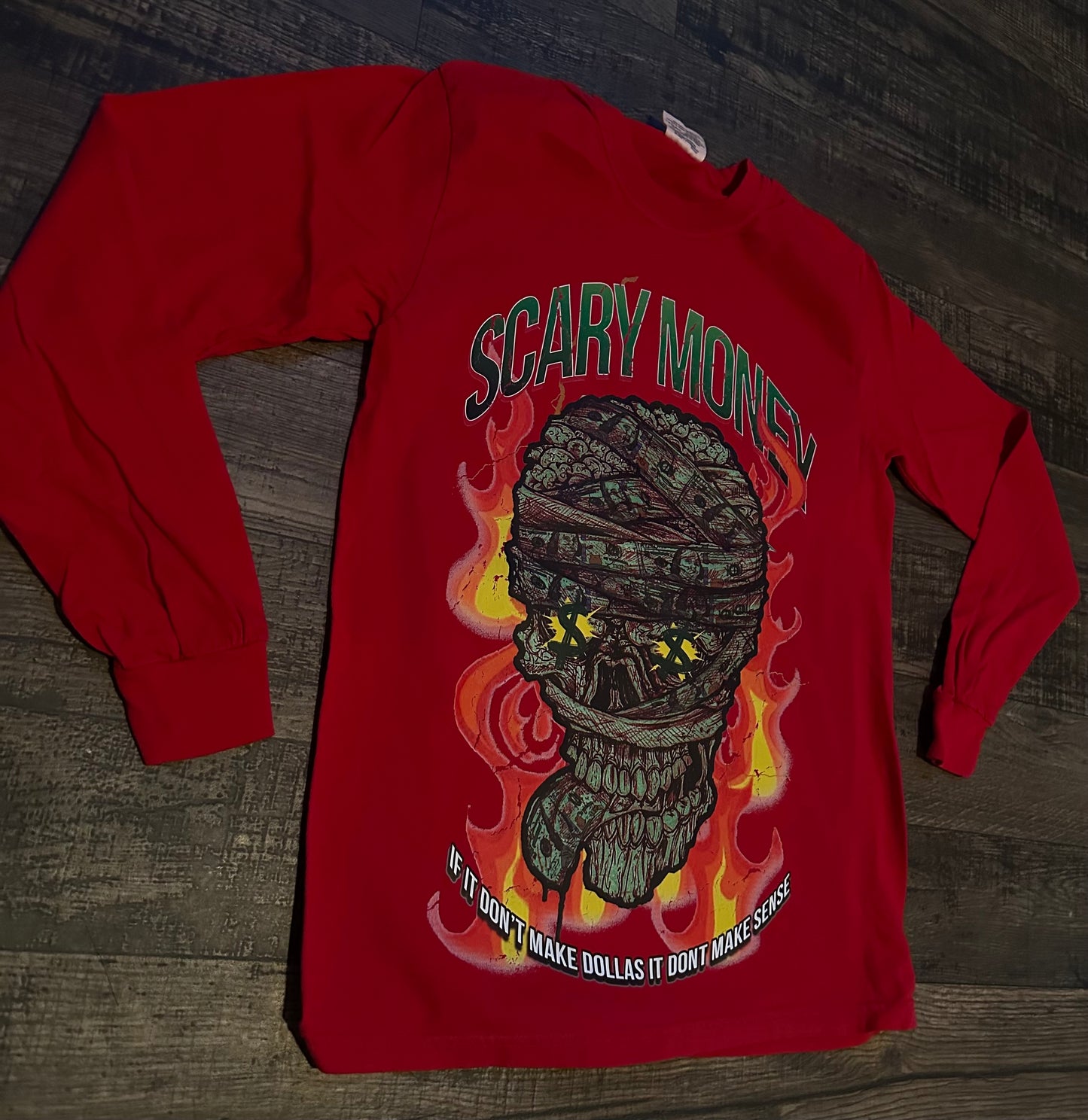 Red Long Sleeve Graphic Shirt