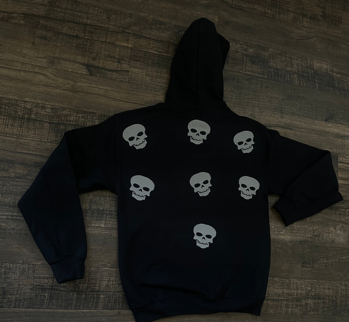 Black/Grey Rhinestone Skull Hoodie