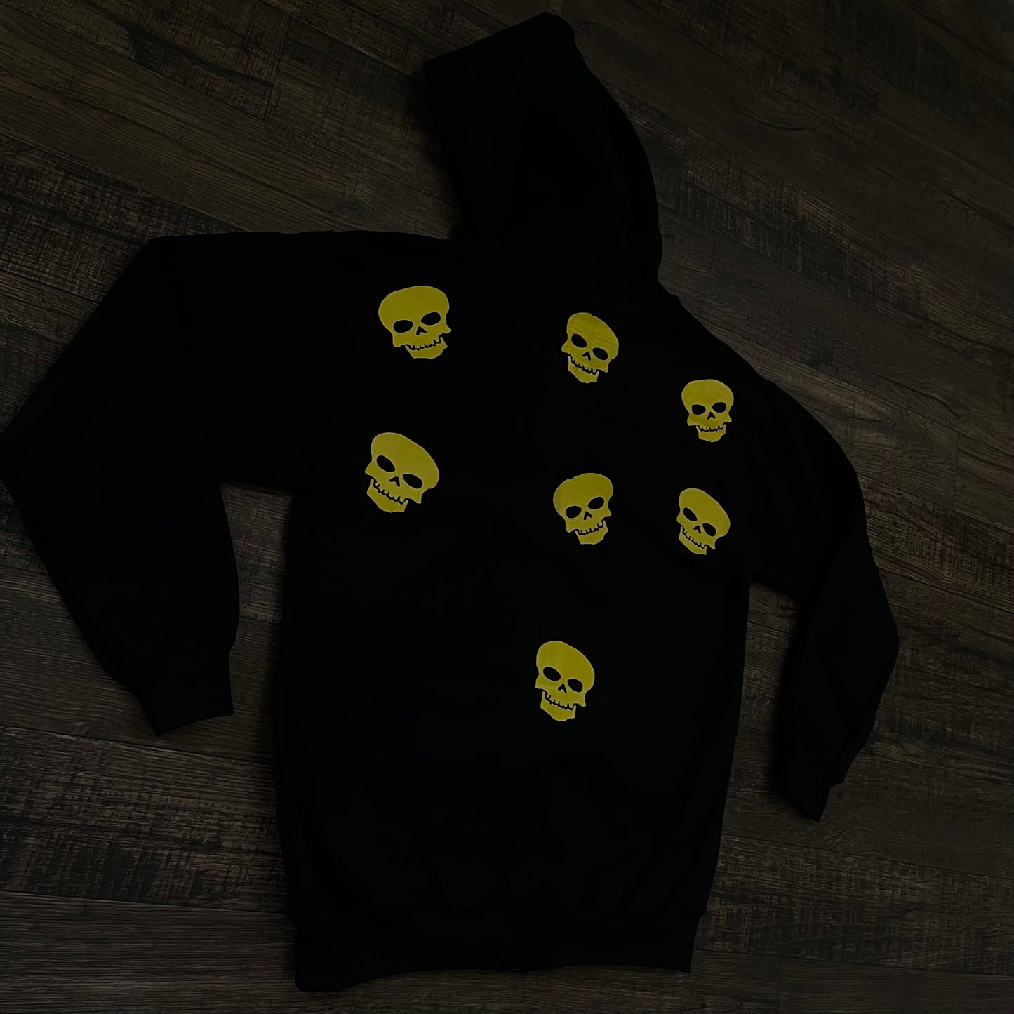 Black/Yellow Skull Rhinestone Zip Up