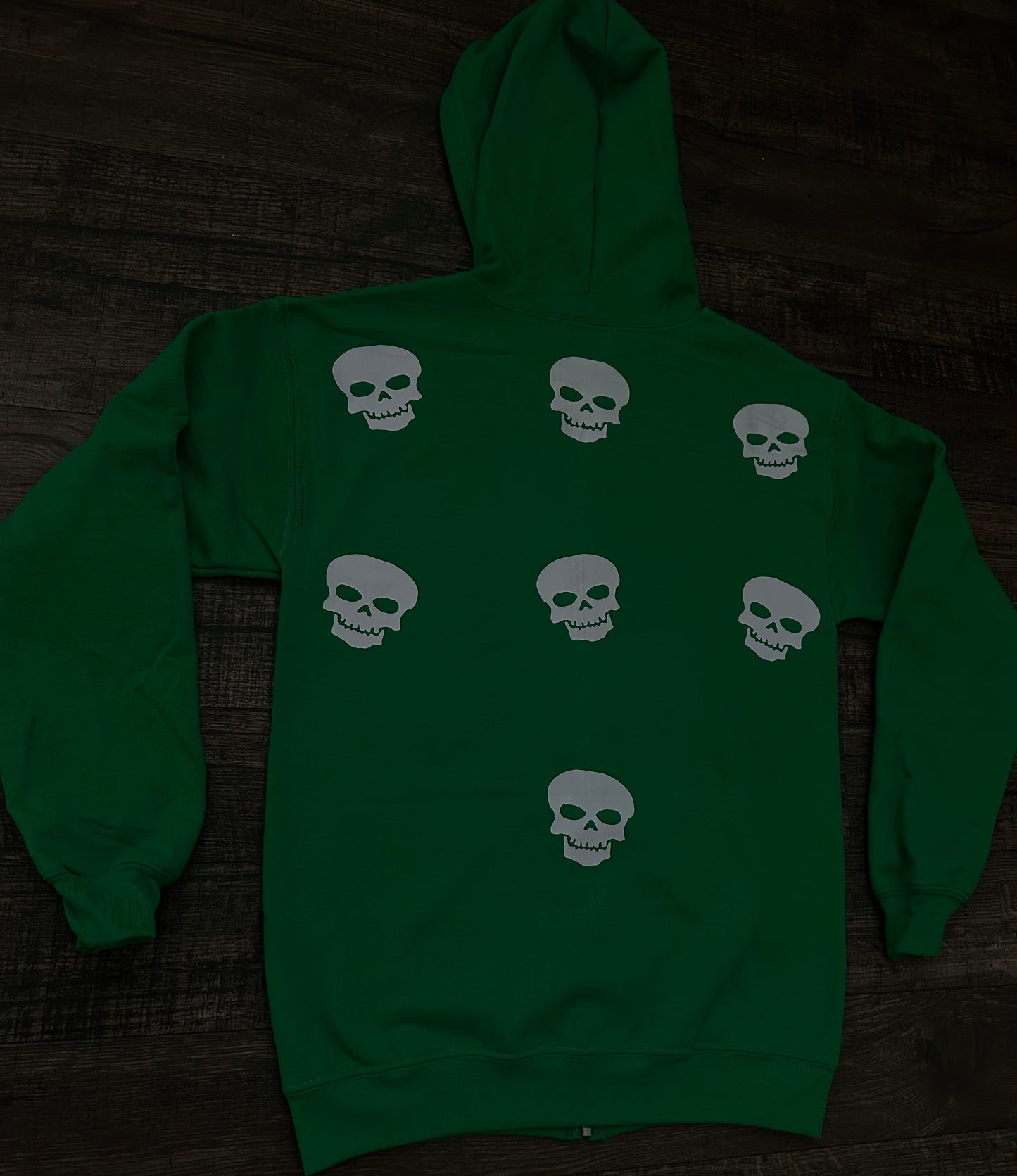 Irish Green Skull Rhinestone Zip Up