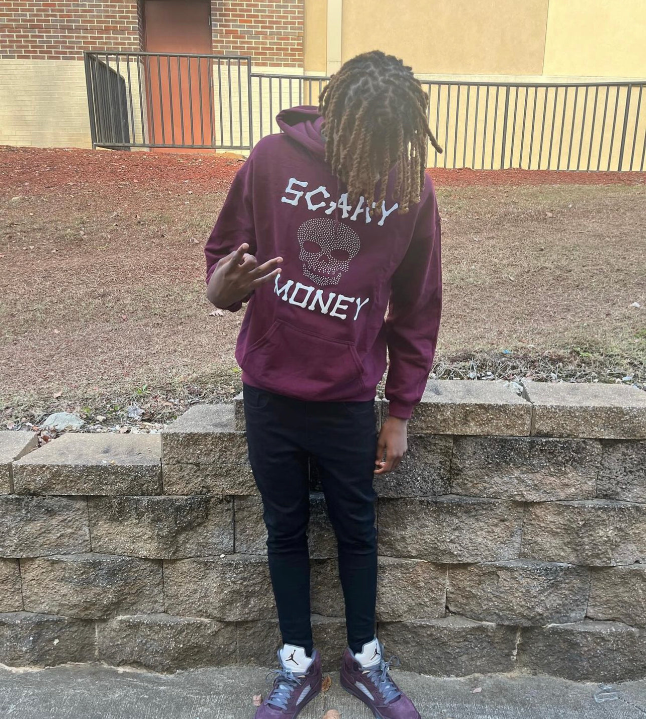 Burgundy Skull Hoodie