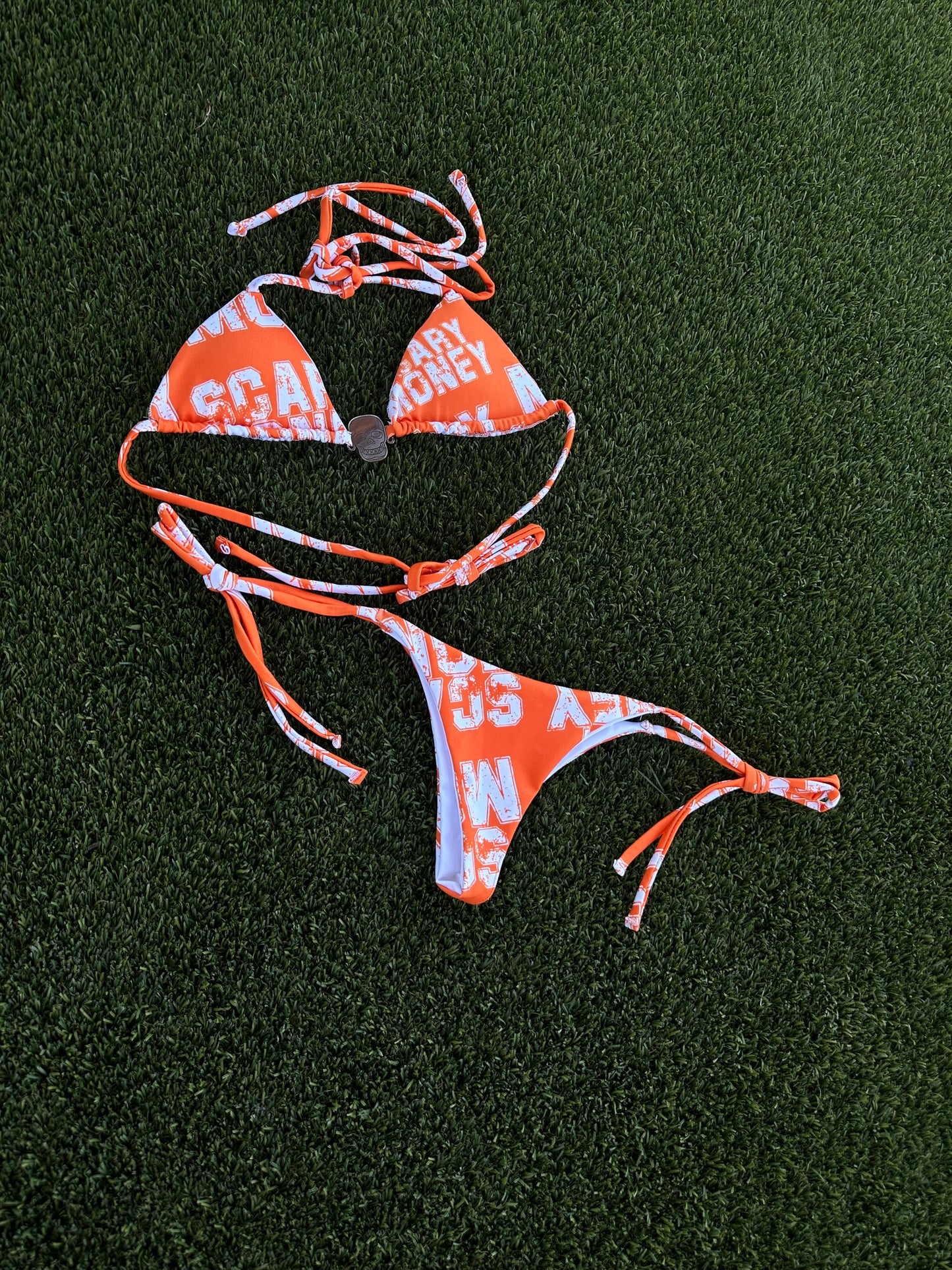 Orange Skull Bathing Suit