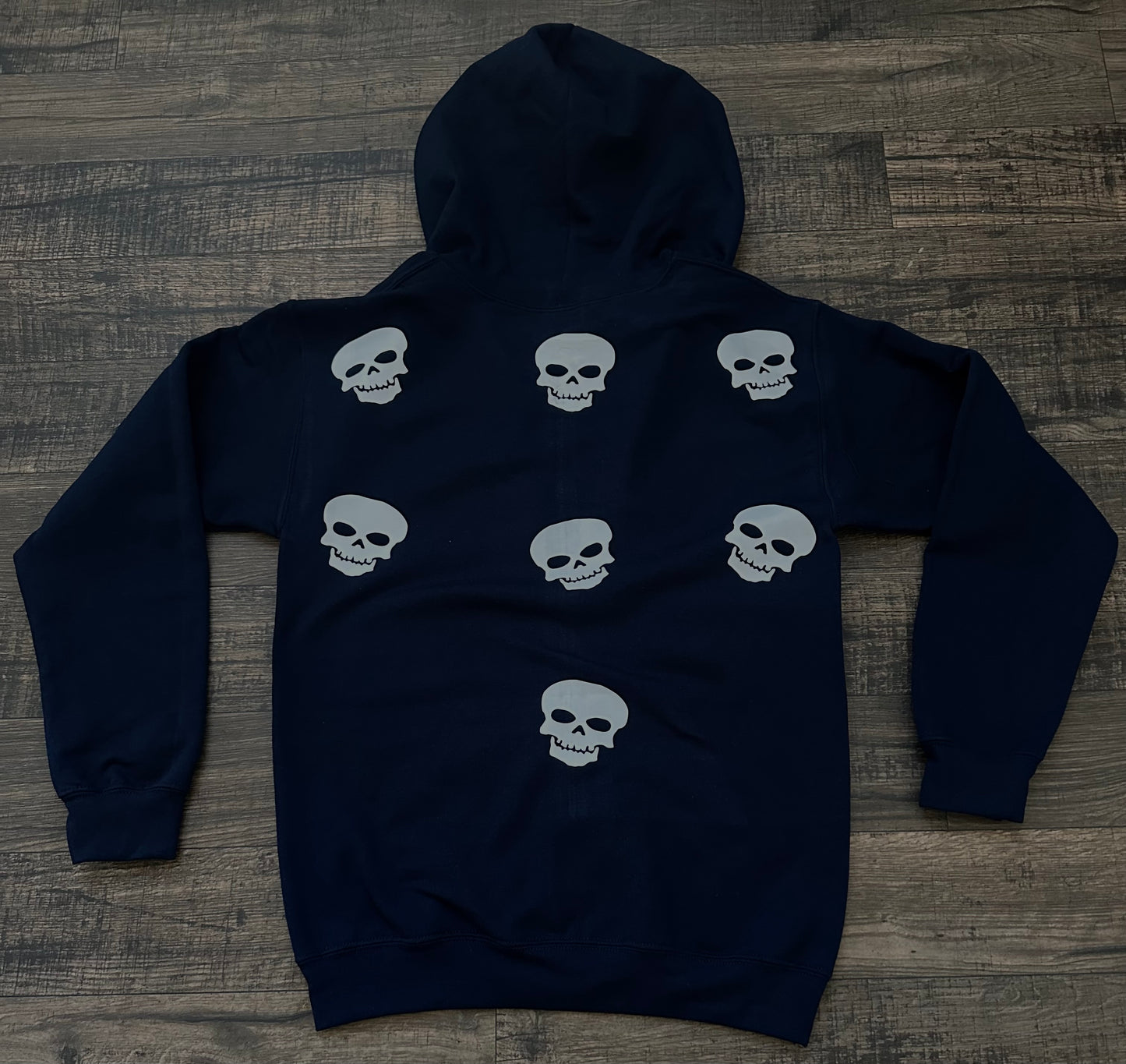 Navy Blue Skull Rhinestone Zip Up