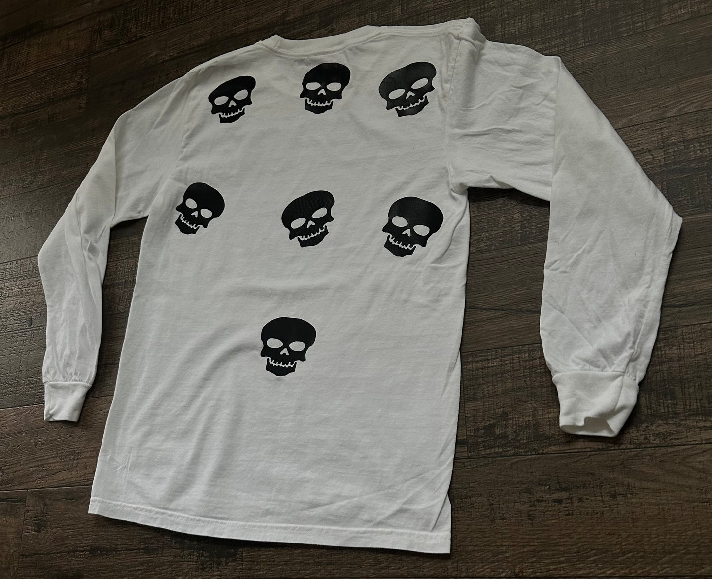 White Skull Rhinestone Long Sleeve