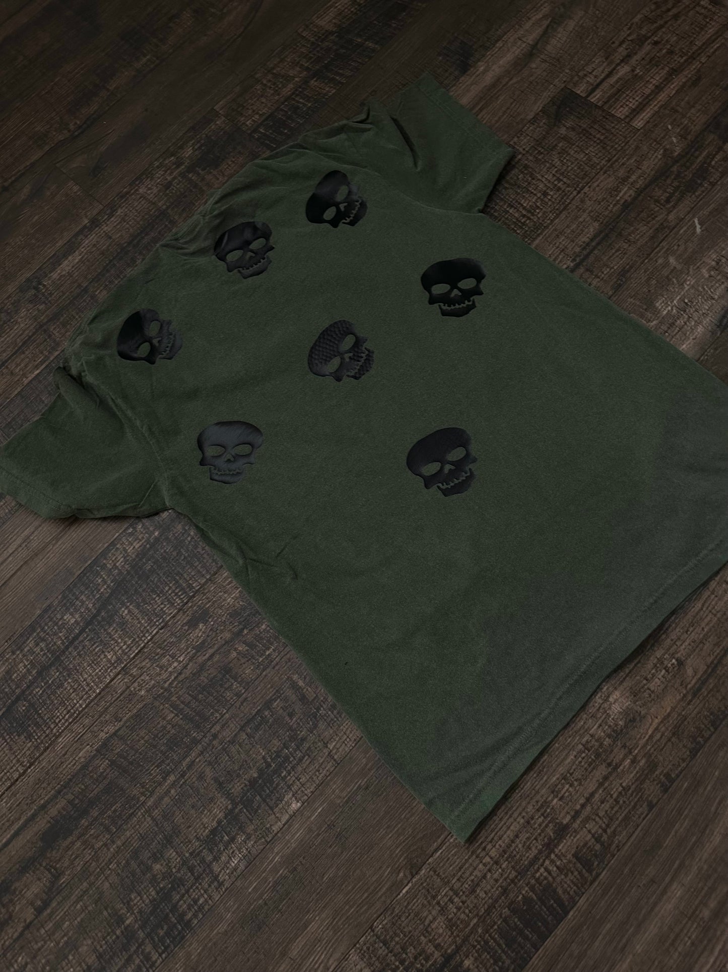 Olive Skull Rhinestone Shirt