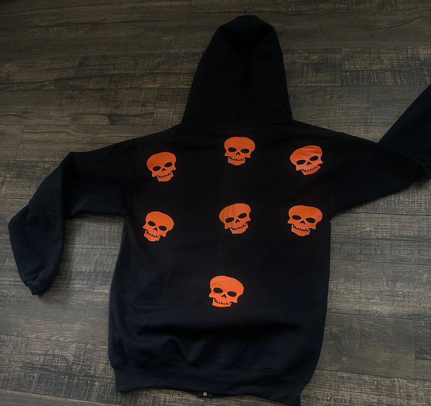 Black/Orange Skull Rhinestone Zip Up