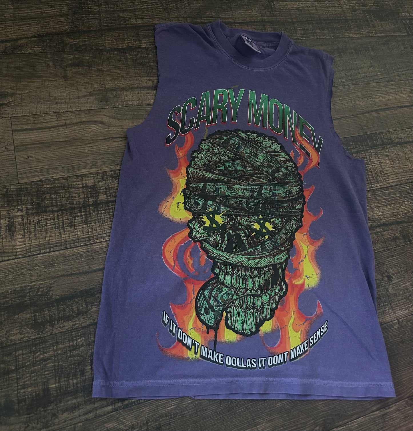 Purple Sleeveless Graphic Shirt