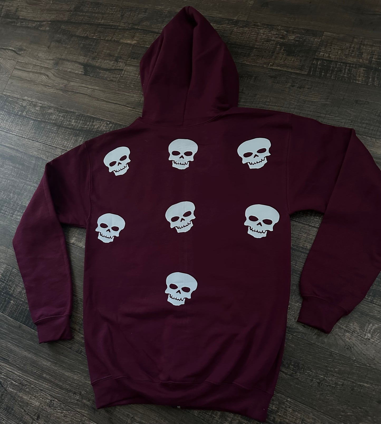 Burgundy Skull Rhinestone Zip Up