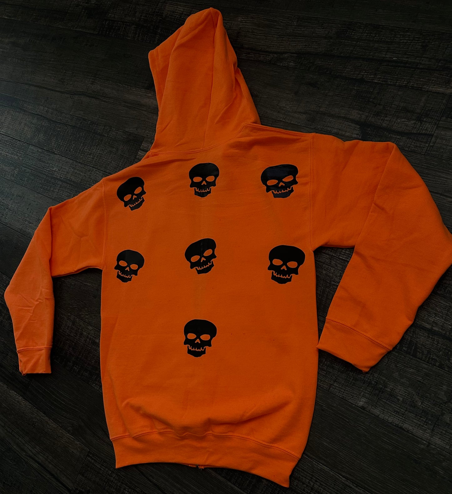 Orange Skull Rhinestone Zip Up