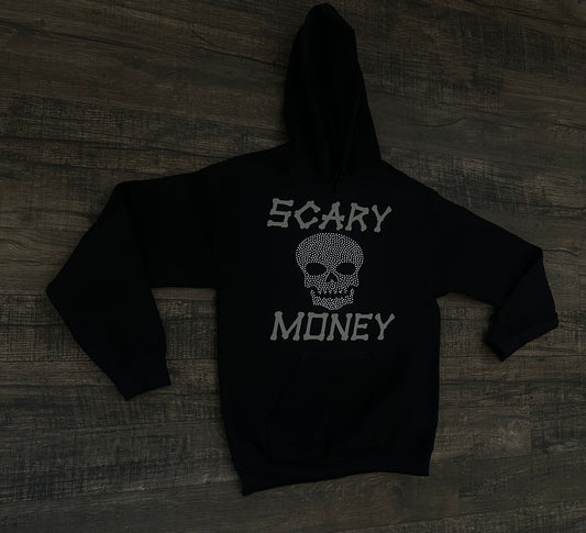 Black/Grey Rhinestone Skull Hoodie