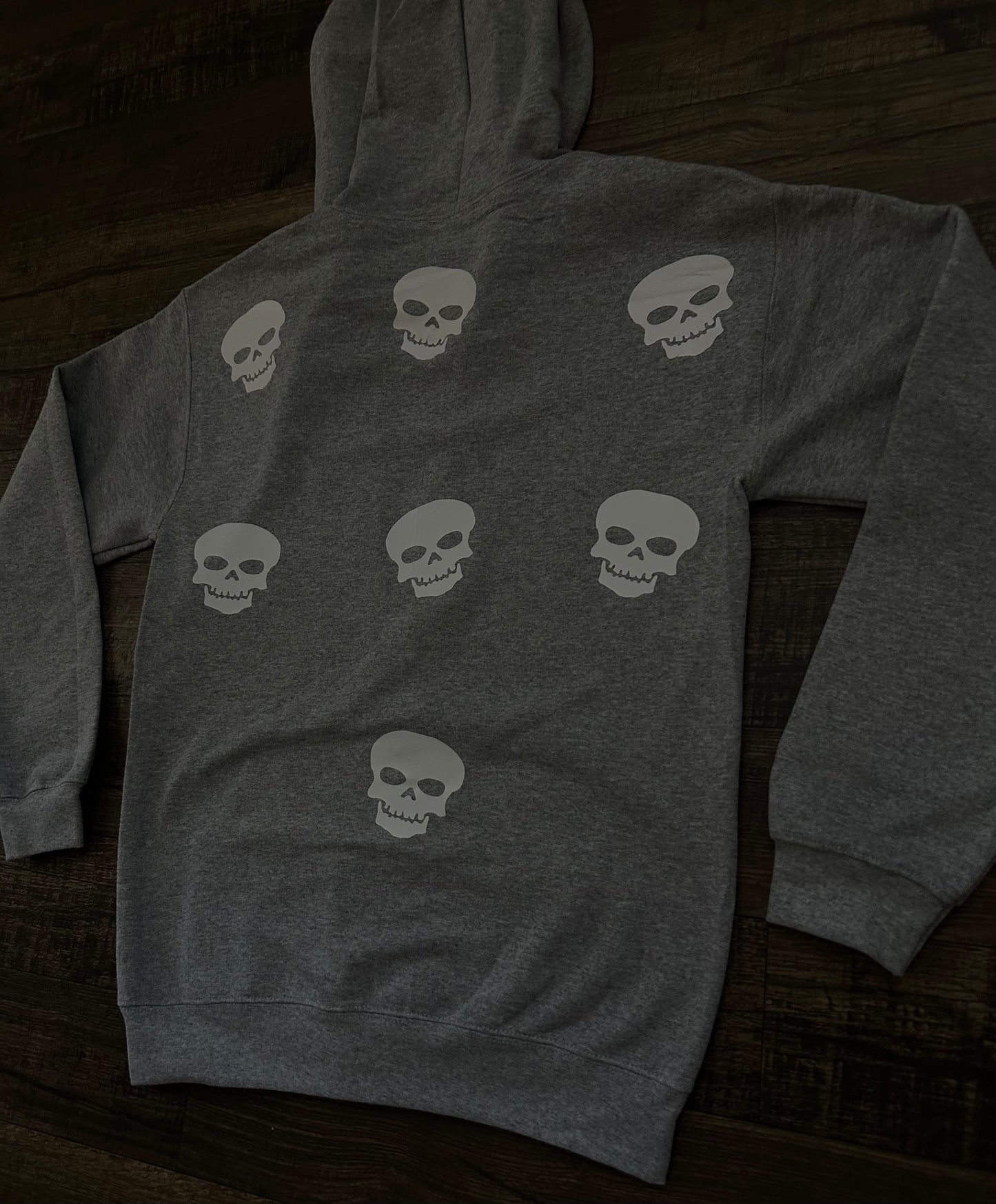 Gray Skull Rhinestone Zip Up