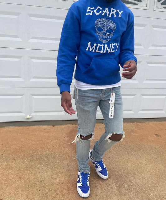 Royal Blue Skull Rhinestone Hoodie