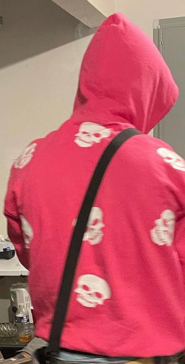 Pink Skull Rhinestone Hoodie